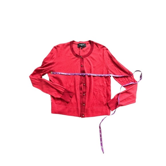 Paule Ka Paris Women's Red Cashmere Blend Knit Cardigan Sweater M - Picture 5 of 10